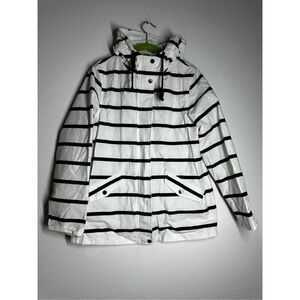 M&CO Navy Blue And Icory Striped Women’s Jacket Size 10 Cotton Blend See Notes